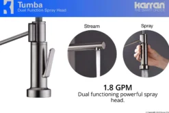 Karran Tumba Single Lever Handle Lead-free Brass ADA Kitchen Faucet, Pull Down, Stainless Steel, KKF230SS