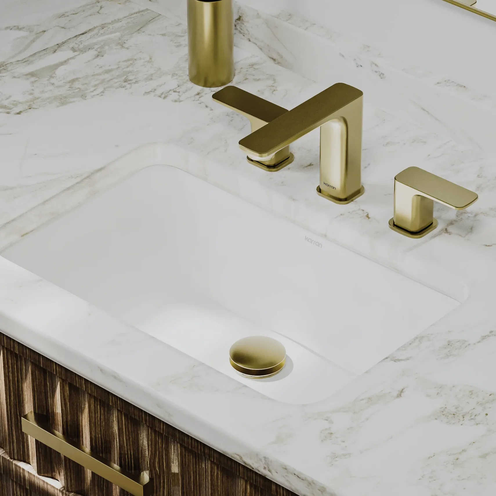 Karran Valera 13.75" x 19.75" Rectangular Undermount Vitreous China Bathroom Sink, White, VC-109-WH