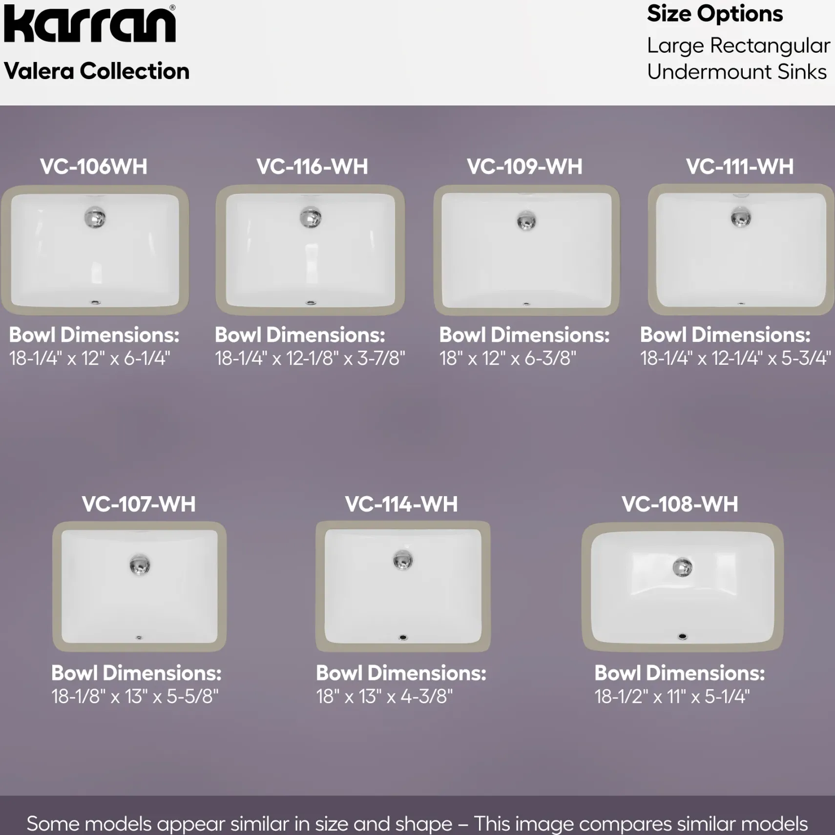 Karran Valera 15.375" x 20.5" Rectangular Undermount Vitreous China Bathroom Sink, White, VC-107-WH