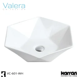 Karran Valera 18.75" x 16.375" x 4" Hexagon Vessel Vitreous China ADA Bathroom Sink, White, VC-601-WH