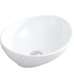 Karran Valera 15.5" x 13.25" x 4.5" Oval Vessel Vitreous China ADA Bathroom Sink, White, VC-302-WH