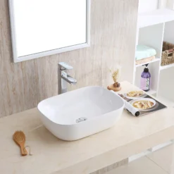 Karran Valera 19.875" x 15.75" x 4.5" Rectangular Vessel Vitreous China ADA Bathroom Sink, White, VC-511-WH