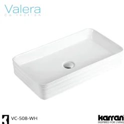 Karran Valera 26.375" x 14.875" x 3.5" Rectangular Vessel Vitreous China ADA Bathroom Sink, White, VC-508-WH