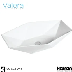Karran Valera 25.125" x 16.5" x 4.5" Rectangular Vessel Vitreous China ADA Bathroom Sink, White, VC-602-WH