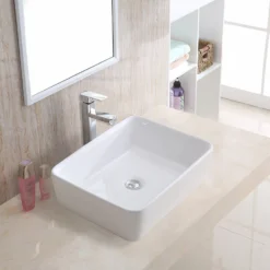 Karran Valera 18.75" x 14.5" x 4.25" Rectangular Vessel Vitreous China ADA Bathroom Sink, White, VC-501-WH
