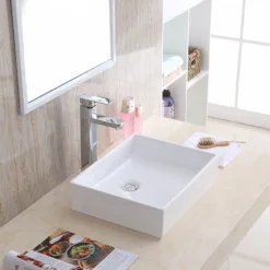Karran Valera 15.5" x 13" x 3.25" Rectangular Vessel Vitreous China ADA Bathroom Sink, White, VC-503-WH