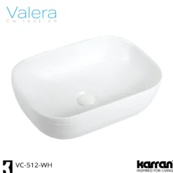 Karran Valera 18.25" x 13.125" x 4" Rectangular Vessel Vitreous China ADA Bathroom Sink, White, VC-512-WH