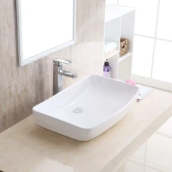 Karran Valera 24" x 15.5" x 4" Rectangular Vessel Vitreous China ADA Bathroom Sink, White, VC-504-WH