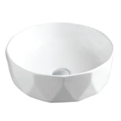 Karran Valera 16.5" x 16.5" x 4.5" Round Vessel Vitreous China ADA Bathroom Sink, White, VC-422-WH