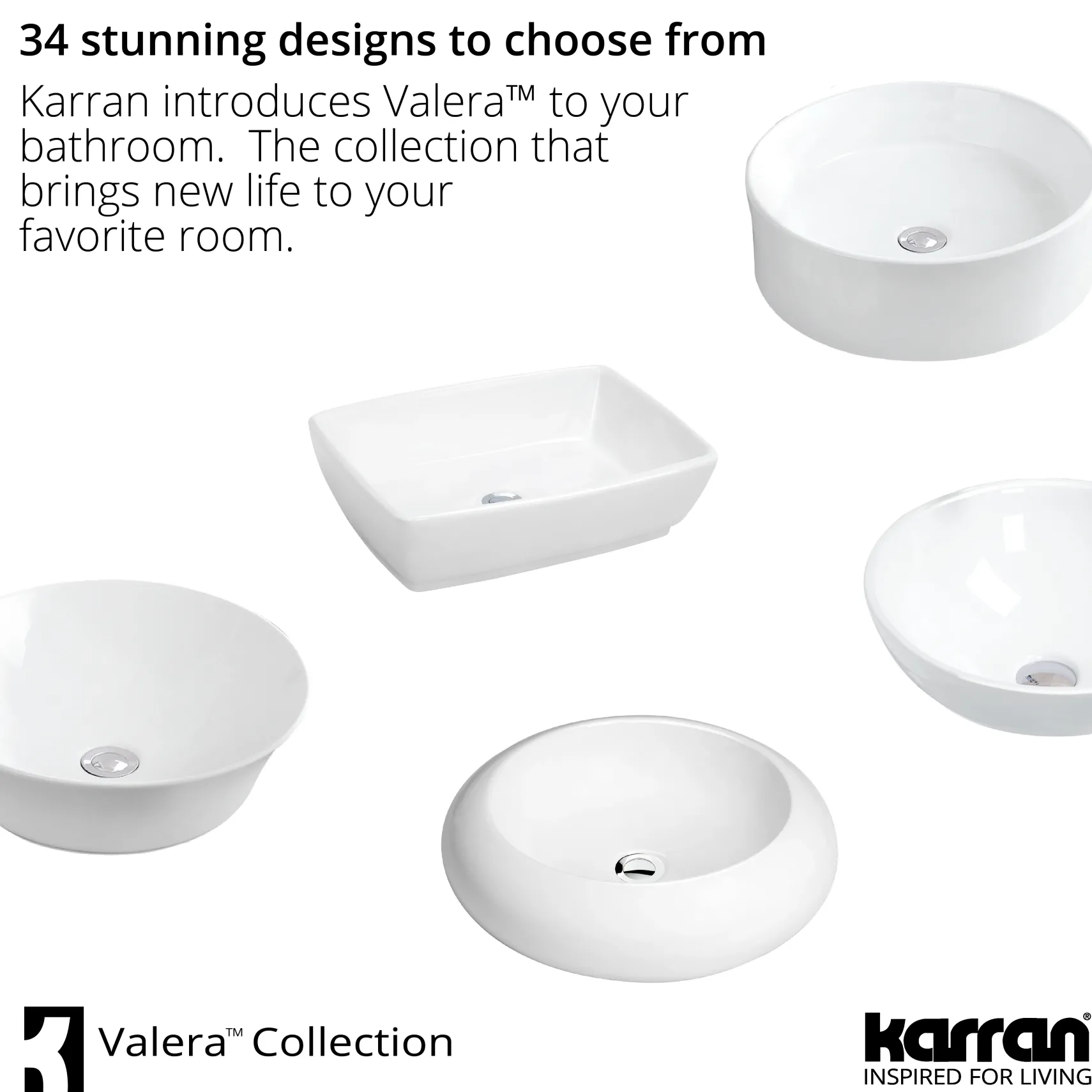 Karran Valera 16.5" x 16.5" x 4.5" Round Vessel Vitreous China ADA Bathroom Sink, White, VC-422-WH