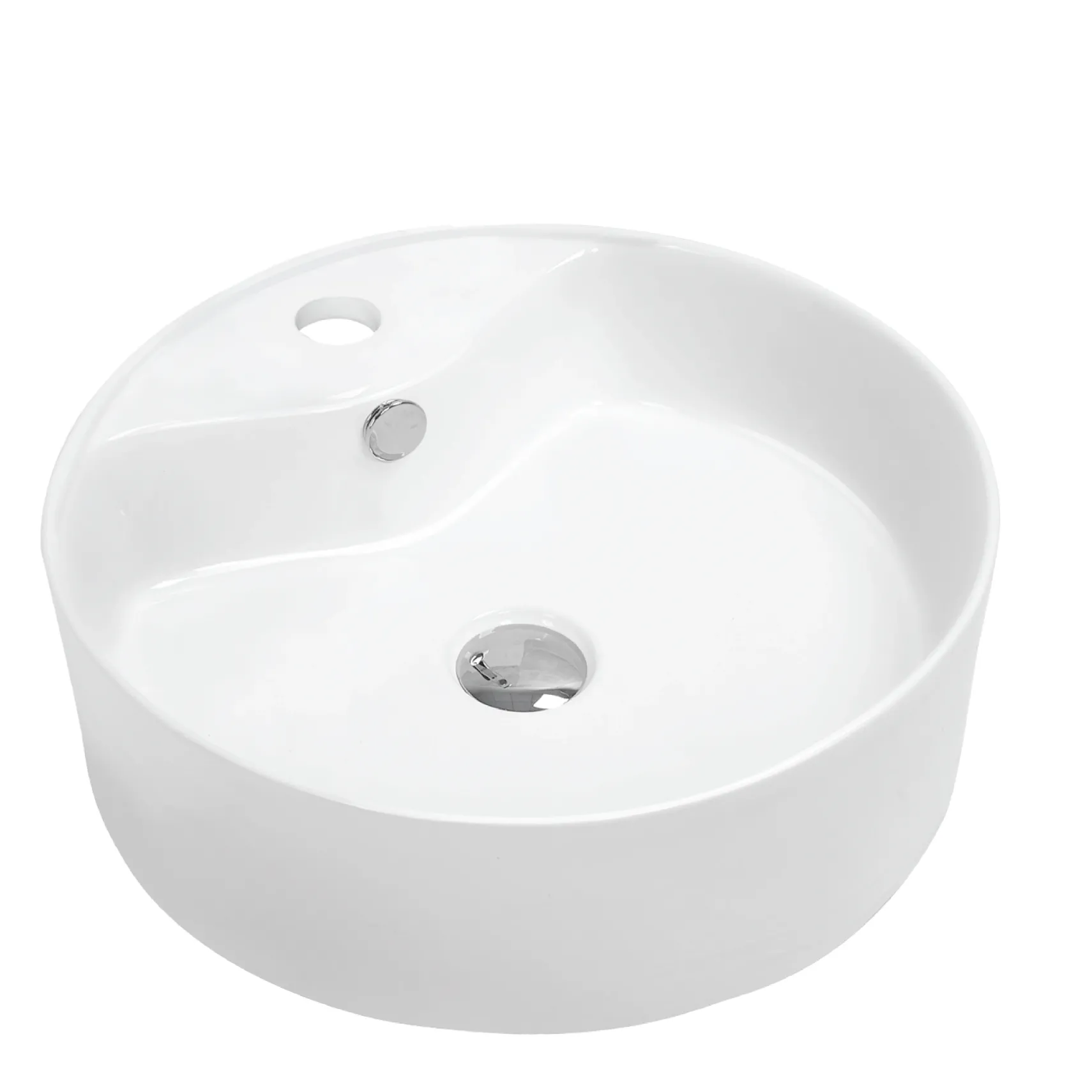 Karran Valera 18.125" x 18.125" x 4.25" Round Vessel Vitreous China ADA Bathroom Sink, White, VC-401-WH