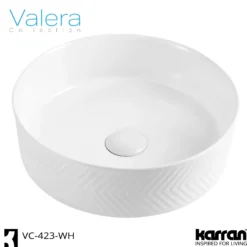 Karran Valera 14.125" x 14.125" x 4.25" Round Vessel Vitreous China ADA Bathroom Sink, White, VC-423-WH