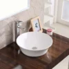 Karran Valera 16.5" x 16.5" x 4" Round Vessel Vitreous China ADA Bathroom Sink, White, VC-427-WH