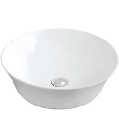 Karran Valera 16.5" x 16.5" x 4" Round Vessel Vitreous China ADA Bathroom Sink, White, VC-427-WH