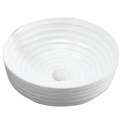 Karran Valera 16.125" x 16.125" x 4.25" Round Vessel Vitreous China ADA Bathroom Sink, White, VC-425-WH