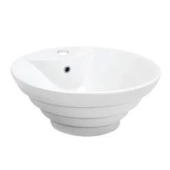 Karran Valera 18.875" x 18.875" x 5.75" Round Vessel Vitreous China ADA Bathroom Sink, White, VC-402-WH