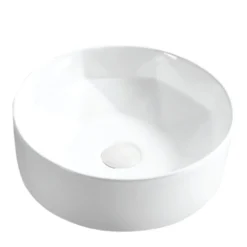 Karran Valera 16" x 16" x 4.5" Round Vessel Vitreous China ADA Bathroom Sink, White, VC-421-WH