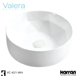 Karran Valera 16" x 16" x 4.5" Round Vessel Vitreous China ADA Bathroom Sink, White, VC-421-WH