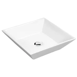 Karran Valera 16.25" x 16.25" x 3.75" Square Vessel Vitreous China ADA Bathroom Sink, White, VC-603-WH