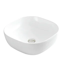 Karran Valera 16.75" x 16.75" x 4.5" Square Vessel Vitreous China ADA Bathroom Sink, White, VC-510-WH