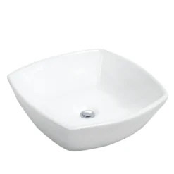 Karran Valera 16.75" x 16.5" x 4" Square Vessel Vitreous China ADA Bathroom Sink, White, VC-509-WH