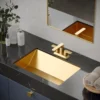 Karran Venda 1.2 GPM Double Lever Handle Lead-free Brass ADA Bathroom Faucet, Centerset, Brushed Gold, KBF516BG