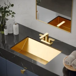 Karran Venda 1.2 GPM Double Lever Handle Lead-free Brass ADA Bathroom Faucet, Centerset, Brushed Gold, KBF516BG