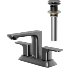 Karran Venda 1.2 GPM Double Lever Handle Lead-free Brass ADA Bathroom Faucet, Centerset, Gunmetal Grey, KBF516GG