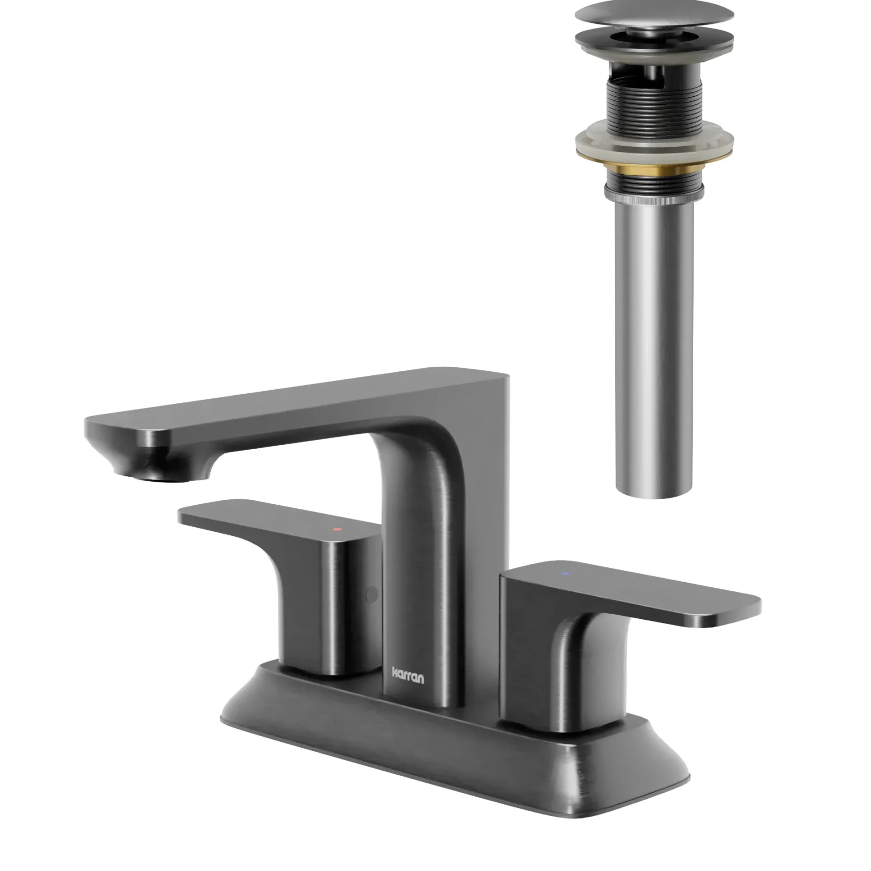 Karran Venda 1.2 GPM Double Lever Handle Lead-free Brass ADA Bathroom Faucet, Centerset, Gunmetal Grey, KBF516GG