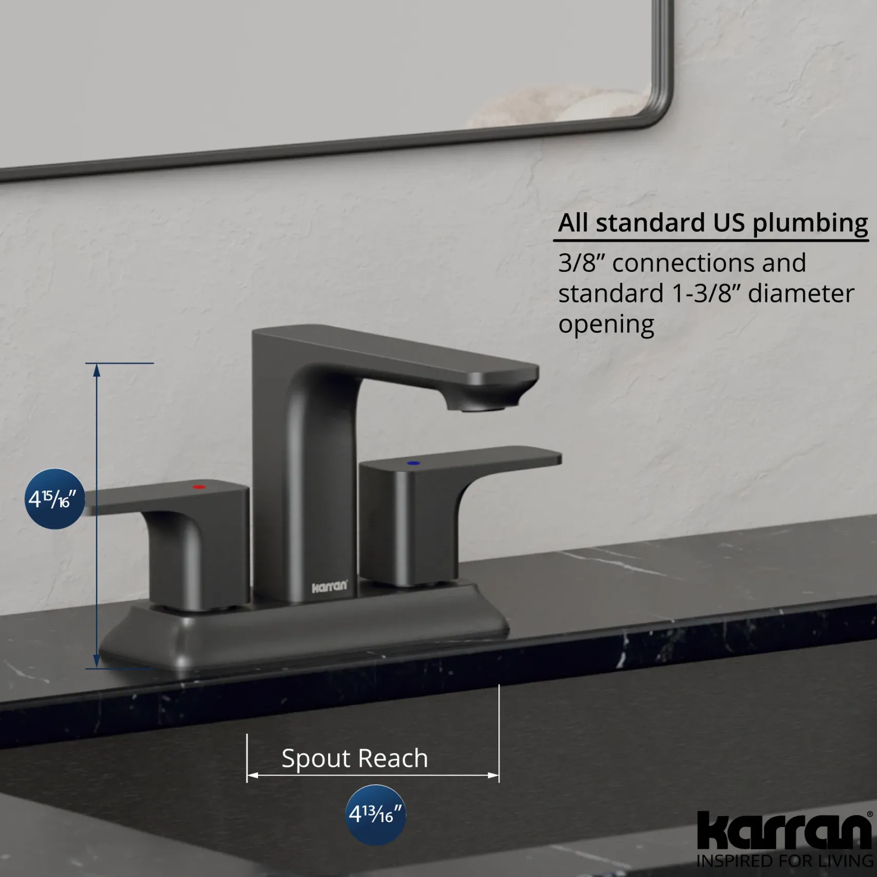 Karran Venda 1.2 GPM Double Lever Handle Lead-free Brass ADA Bathroom Faucet, Centerset, Gunmetal Grey, KBF516GG