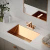 Karran Venda 1.2 GPM Double Lever Handle Lead-free Brass ADA Bathroom Faucet, Centerset, Brushed Copper, KBF516BC