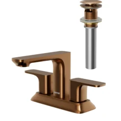 Karran Venda 1.2 GPM Double Lever Handle Lead-free Brass ADA Bathroom Faucet, Centerset, Brushed Copper, KBF516BC
