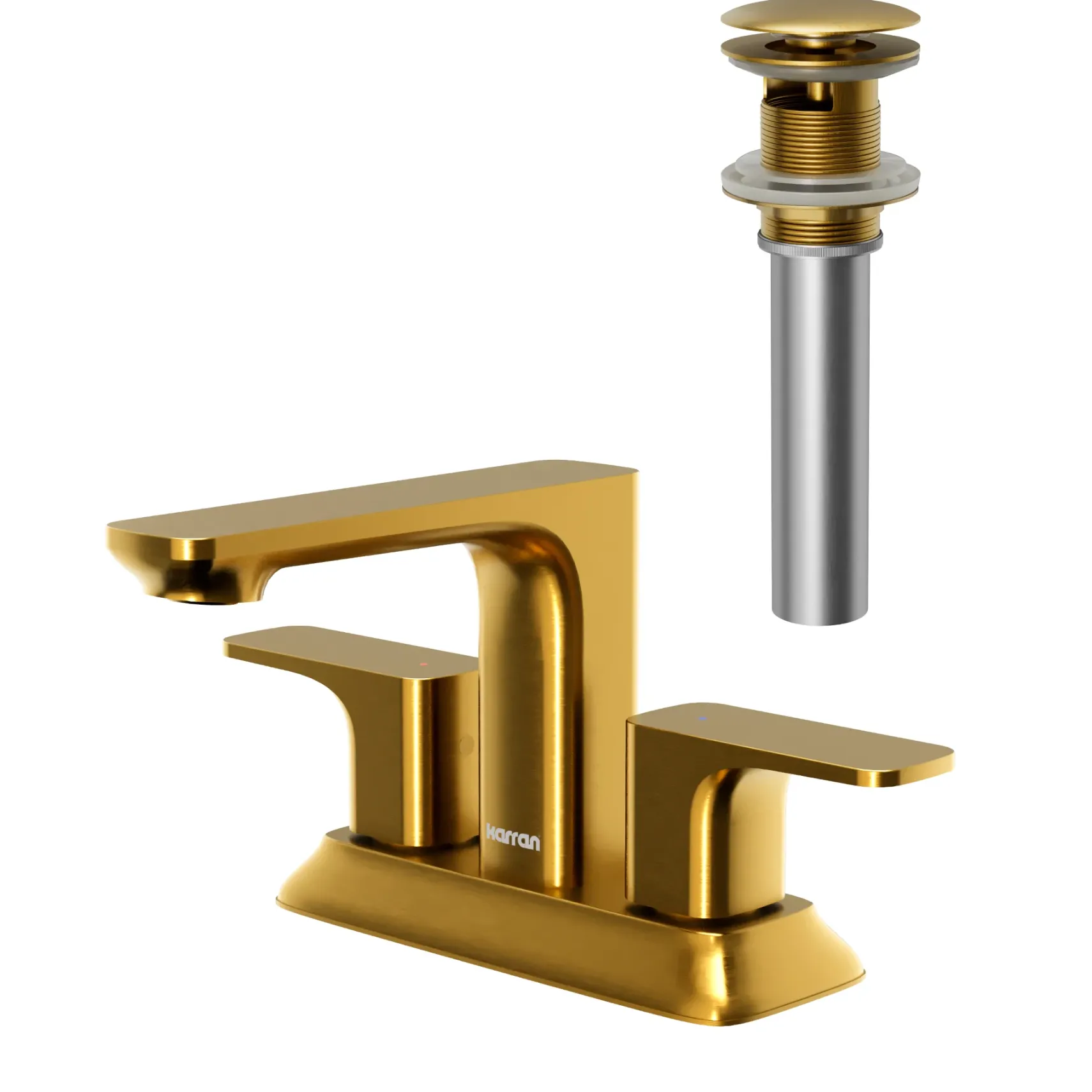 Karran Venda 1.2 GPM Double Lever Handle Lead-free Brass ADA Bathroom Faucet, Centerset, Gold, KBF516G