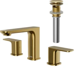 Karran Venda 1.2 GPM Double Lever Handle Lead-free Brass ADA Bathroom Faucet, Widespread, Brushed Gold, KBF514BG