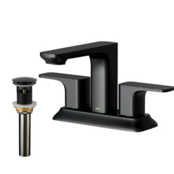 Karran Venda 1.2 GPM Double Lever Handle Lead-free Brass ADA Bathroom Faucet, Centerset, Matte Black, KBF516MB