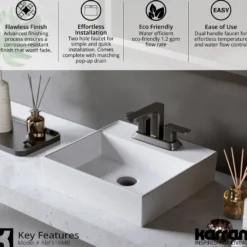 Karran Venda 1.2 GPM Double Lever Handle Lead-free Brass ADA Bathroom Faucet, Centerset, Matte Black, KBF516MB