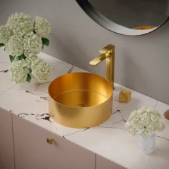 Karran Venda 1.2 GPM Single Lever Handle Lead-free Brass ADA Bathroom Faucet, Vessel, Brushed Gold, KBF512BG