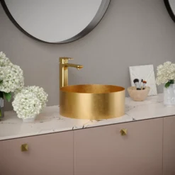 Karran Venda 1.2 GPM Single Lever Handle Lead-free Brass ADA Bathroom Faucet, Vessel, Brushed Gold, KBF512BG