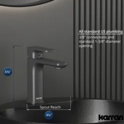 Karran Venda 1.2 GPM Single Lever Handle Lead-free Brass ADA Bathroom Faucet, Basin, Gunmetal Grey, KBF510GG