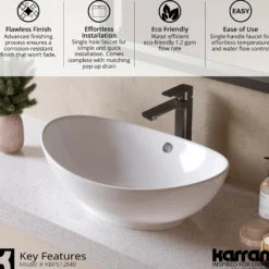 Karran Venda 1.2 GPM Single Lever Handle Lead-free Brass ADA Bathroom Faucet, Vessel, Matte Black, KBF512MB