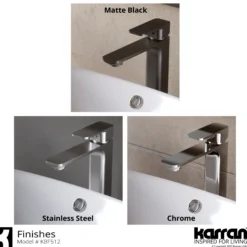 Karran Venda 1.2 GPM Single Lever Handle Lead-free Brass ADA Bathroom Faucet, Vessel, Matte Black, KBF512MB
