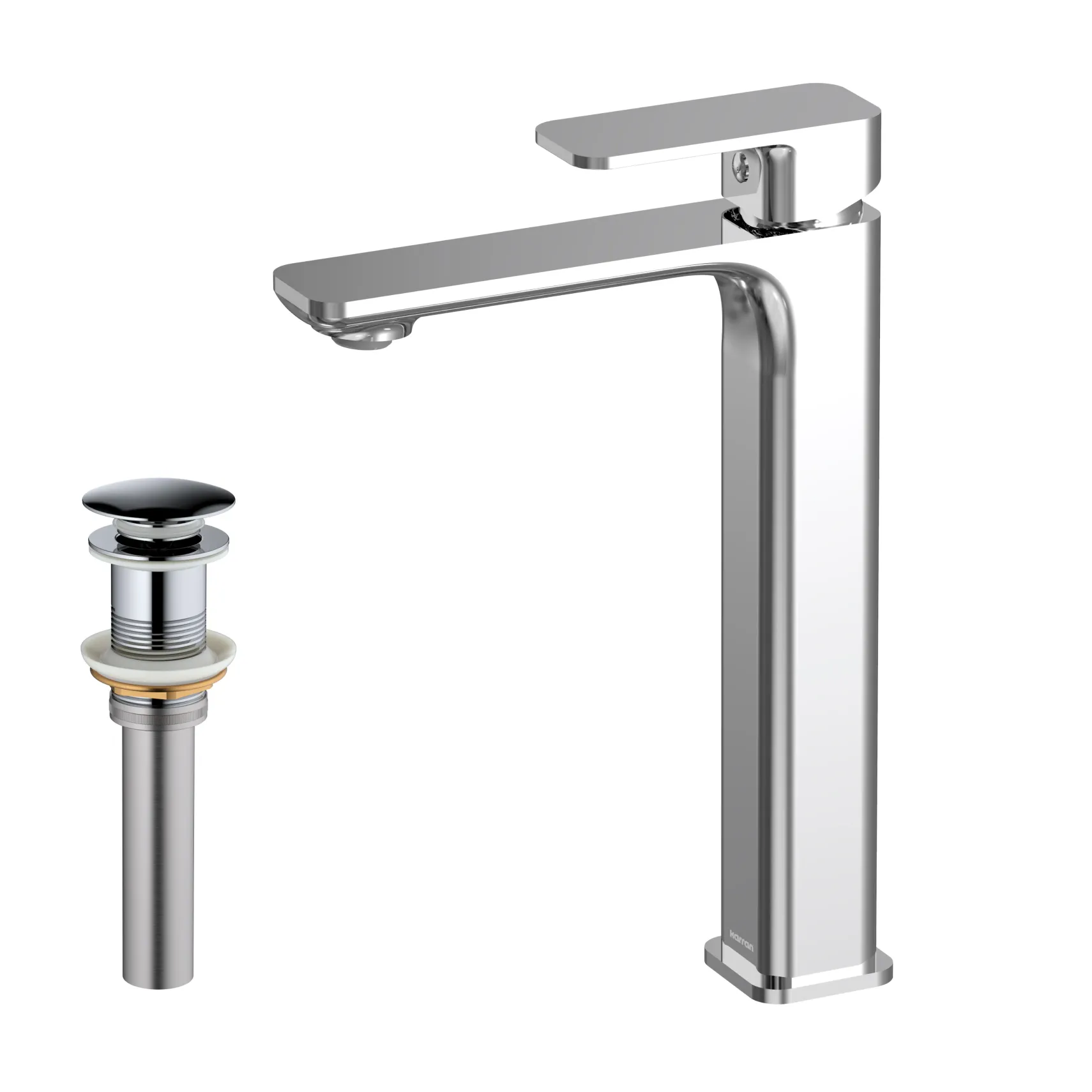 Karran Venda 1.2 GPM Single Lever Handle Lead-free Brass ADA Bathroom Faucet, Vessel, Chrome, KBF512C