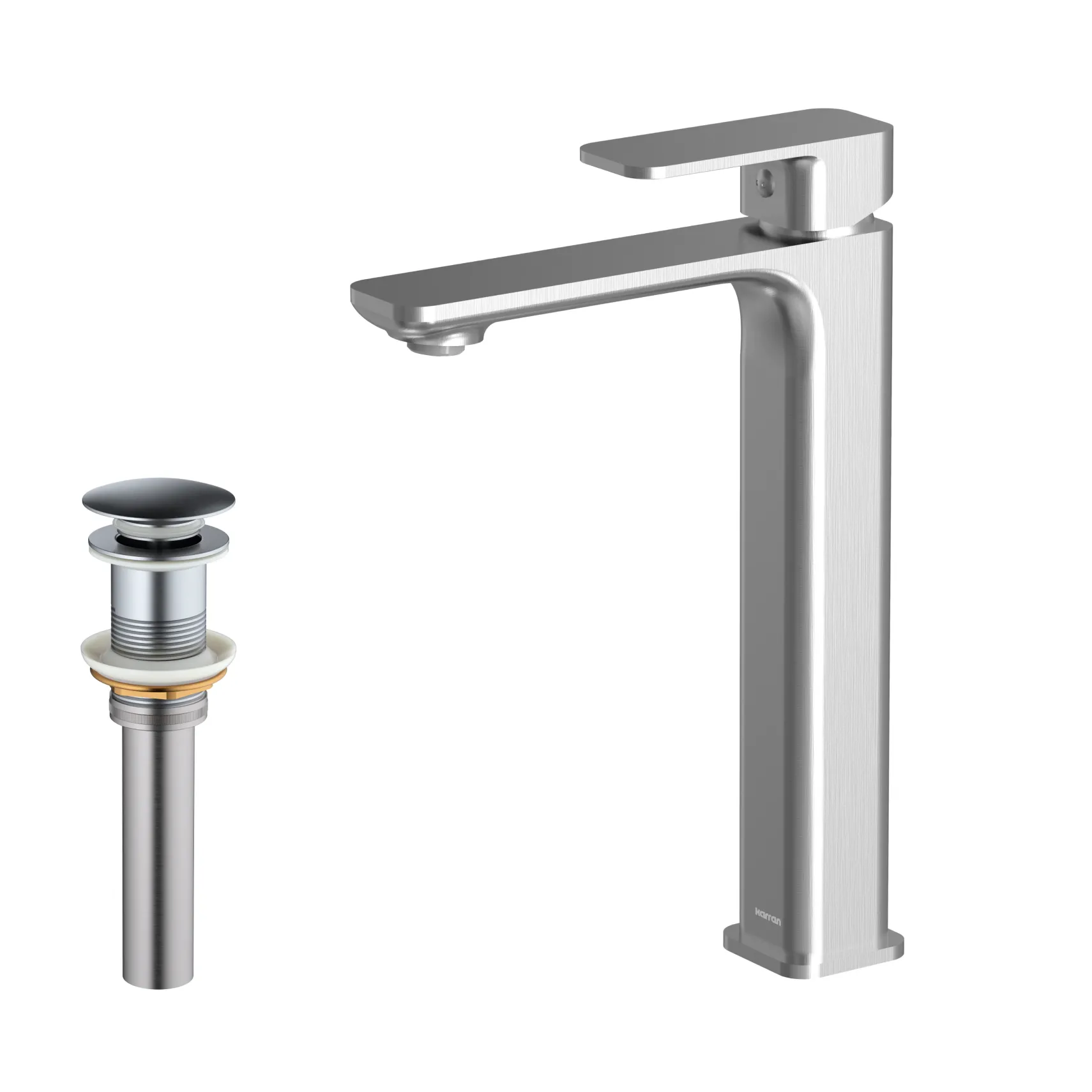 Karran Venda 1.2 GPM Single Lever Handle Lead-free Brass ADA Bathroom Faucet, Vessel, Stainless Steel, KBF512SS