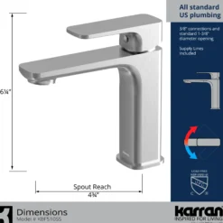 Karran Venda 1.2 GPM Single Lever Handle Lead-free Brass ADA Bathroom Faucet, Basin, Stainless Steel, KBF510SS