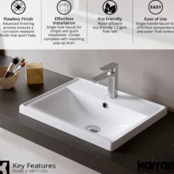 Karran Venda 1.2 GPM Single Lever Handle Lead-free Brass ADA Bathroom Faucet, Basin, Stainless Steel, KBF510SS