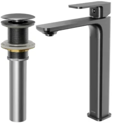Karran Venda 1.2 GPM Single Lever Handle Lead-free Brass ADA Bathroom Faucet, Vessel, Gunmetal Grey, KBF512GG