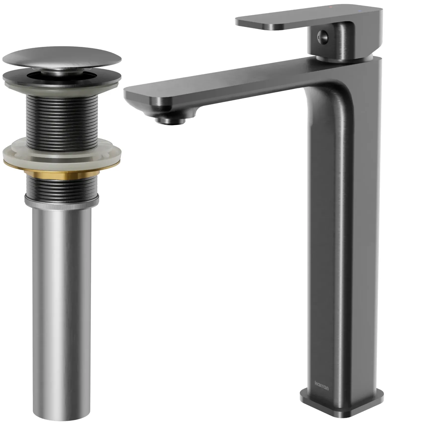 Karran Venda 1.2 GPM Single Lever Handle Lead-free Brass ADA Bathroom Faucet, Vessel, Gunmetal Grey, KBF512GG