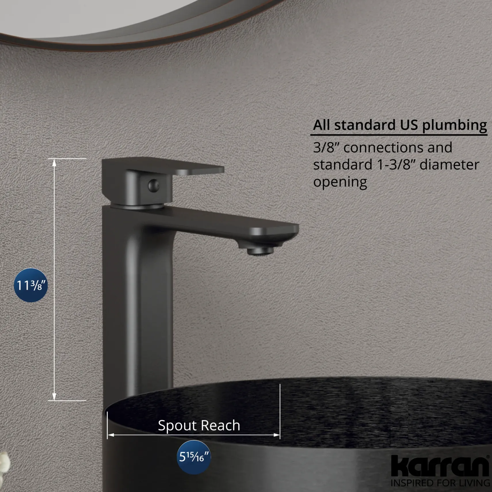 Karran Venda 1.2 GPM Single Lever Handle Lead-free Brass ADA Bathroom Faucet, Vessel, Gunmetal Grey, KBF512GG