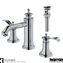 Karran Vineyard 1.2 GPM Double Lever Handle Lead-free Brass ADA Bathroom Faucet, Widespread, Chrome, KBF474C