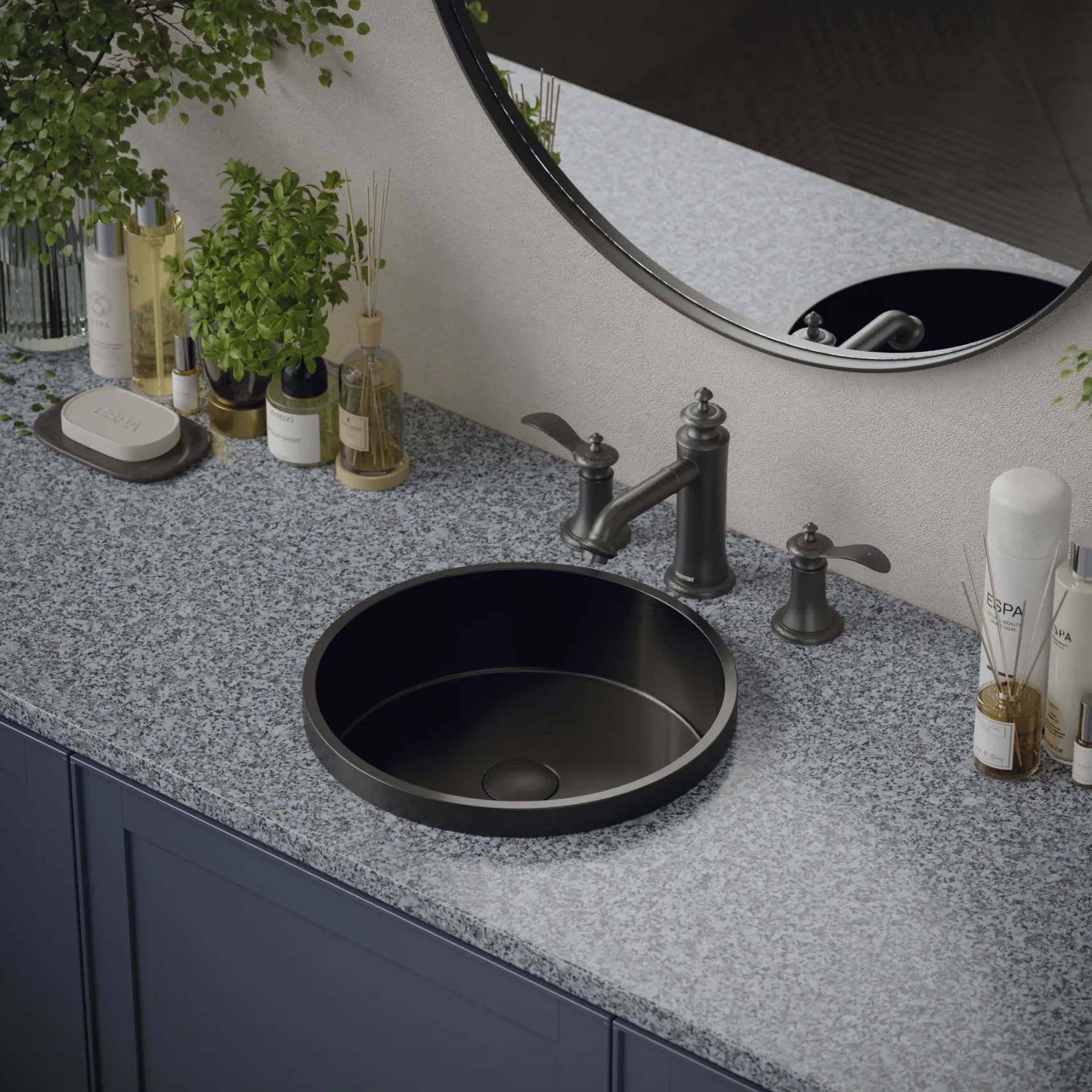 Karran Vineyard 1.2 GPM Double Lever Handle Lead-free Brass ADA Bathroom Faucet, Widespread, Gunmetal Grey, KBF474GG